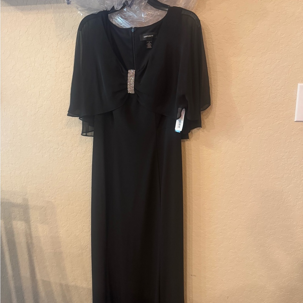 R&M Richards Black Flutter Sleeve Gown